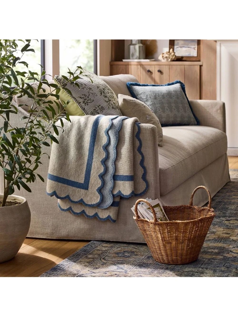 Scalloped Edge Throw Blue - Threshold designed with Studio McGee
